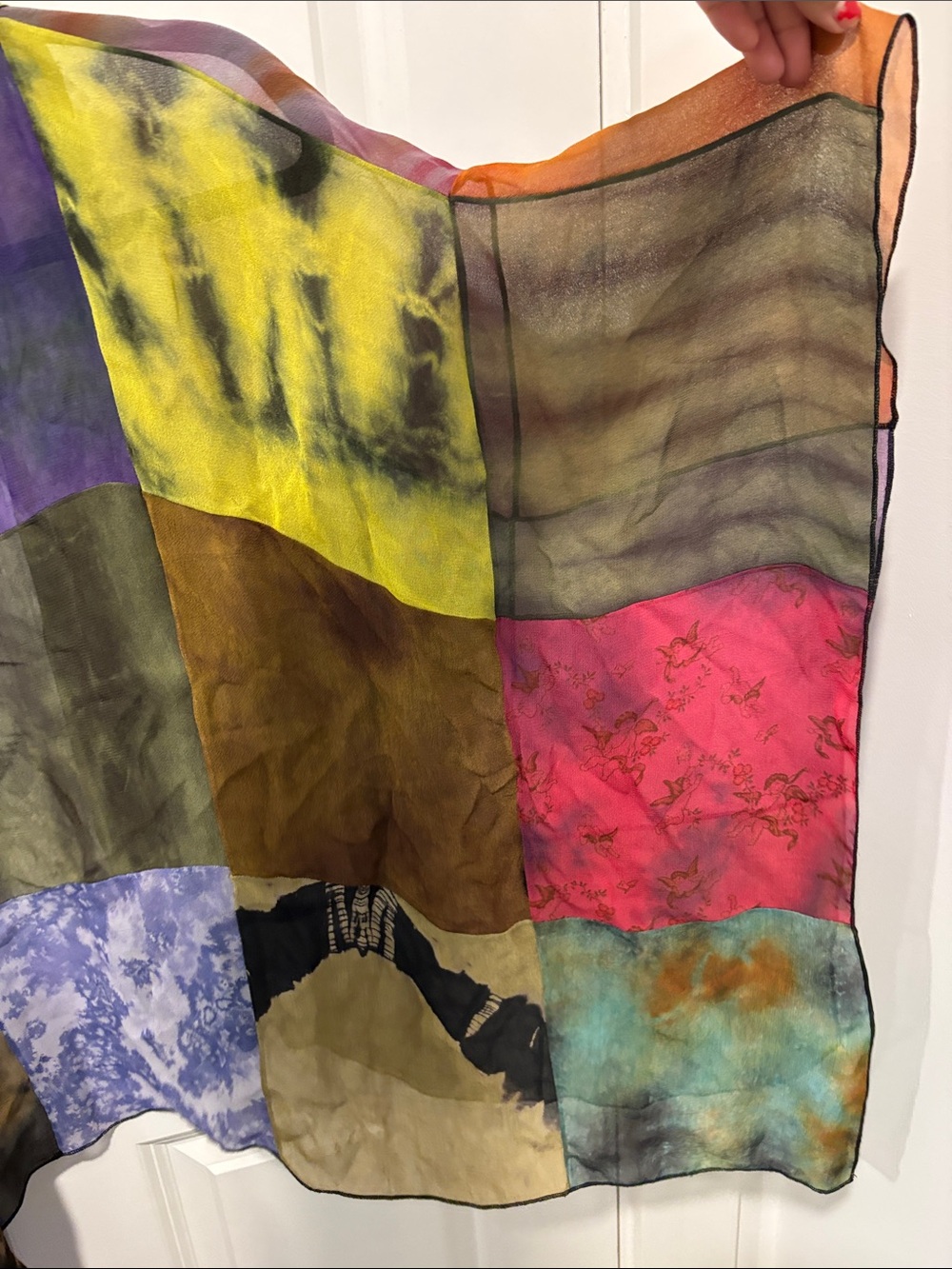 Sterling Styles Sheer Patchwork Kimono Cardigan Boho Festival Cover Up - Picture 6 of 8